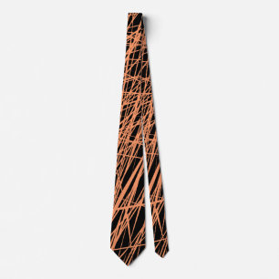 Gravata Linhas abstrato - Pêssego em Preto