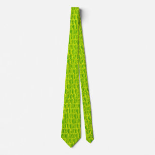 Gravata Linhas de Formas - Verde em Amarelo