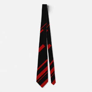 Gravata Linhas Diagonais em Vermelho e Negro