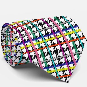 Gravata Linhas Multicoloridas Na Design Do Xadrez Do Anel