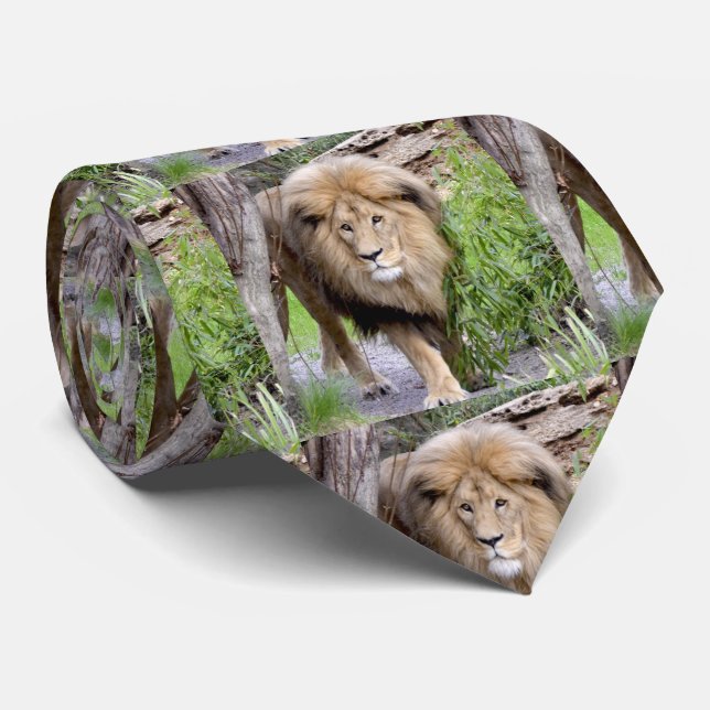 Gravata Lion Impressão Men's Necktie (Rolled)