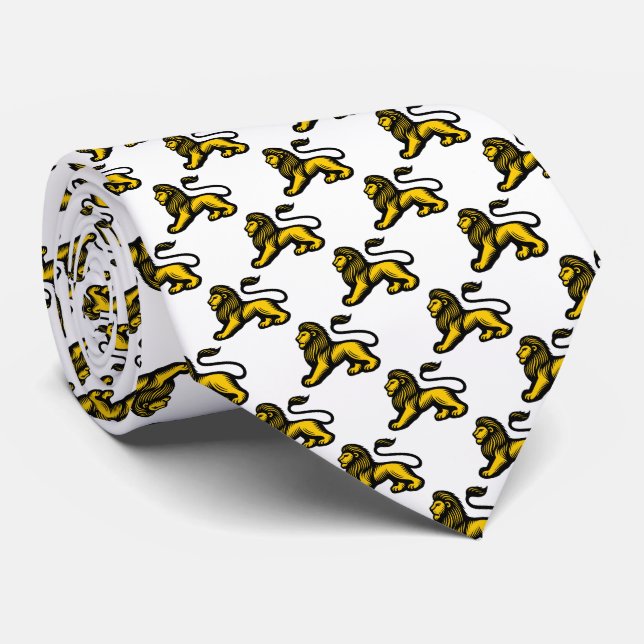 Gravata Lion Statant - Preto com âmbar em branco (Rolled)