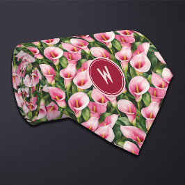 Gravata Lírios-de-Calla Rosa Floral 