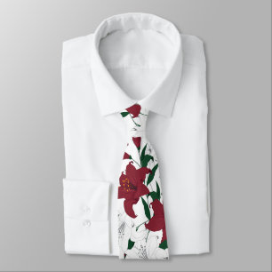 Gravata Lírios de Natal Vermelho e Branco