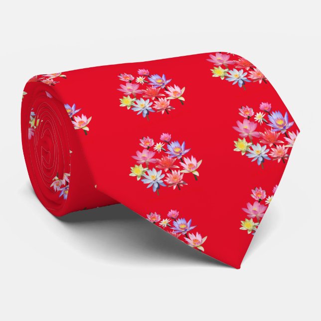 Gravata Lírios e Lotus de Água (Rolled)