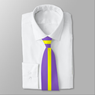 Gravata Listra Amarela Minimalista com Violeta
