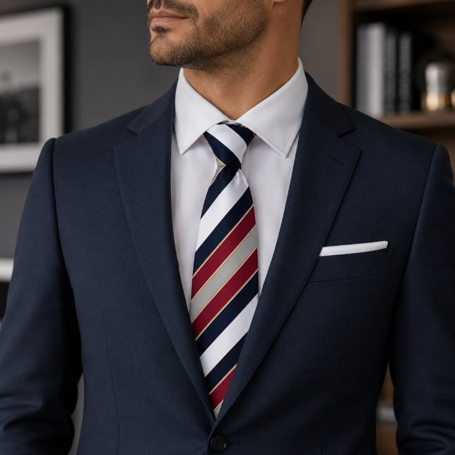Gravata Listra de Candy Clássico Azul Marinho Vermelho Bra (Criador carregado)