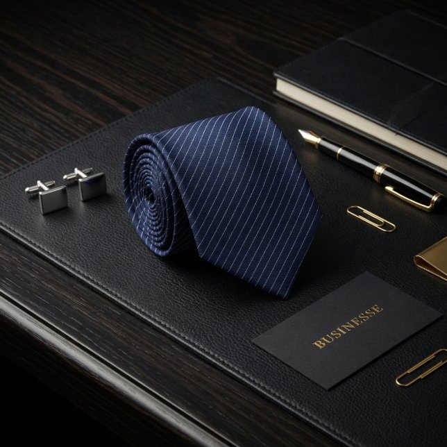 Gravata Listra de Platina Midnight Navy Executivo (Criador carregado)