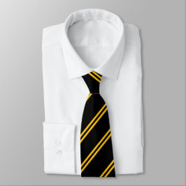 Gravata Listra Dupla Preto e Dourado