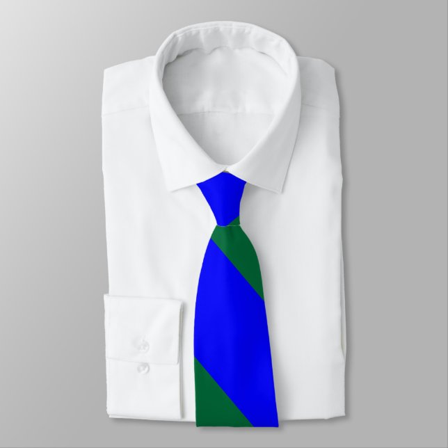 Gravata Listra larga azul e verde da universidade (Amarrado)