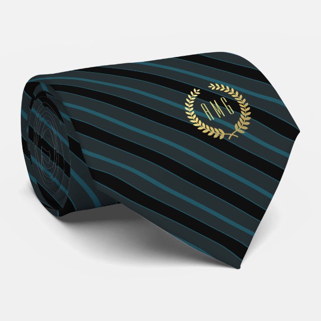 Gravata Listra preta Dourado quadro mínima da cerceta | do (Rolled)