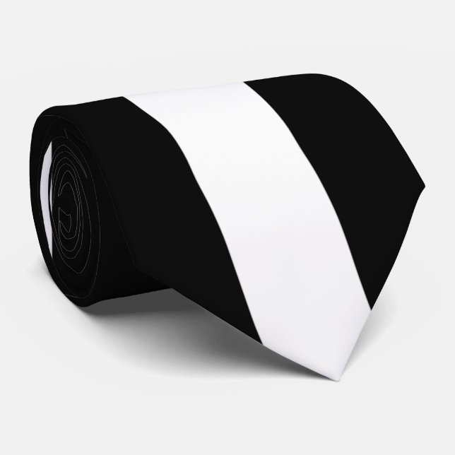 Gravata Listra vertical branca no preto (Rolled)