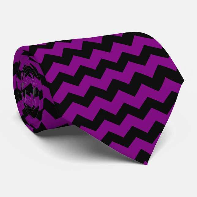 Gravata Listra Zig Zag Roxa Qualquer Cor de Fundo (Rolled)
