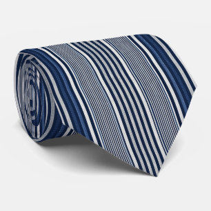 Gravata Listrado Azul e Branco Clássico 
