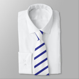 Gravata Listrado Azul Sobre Branco