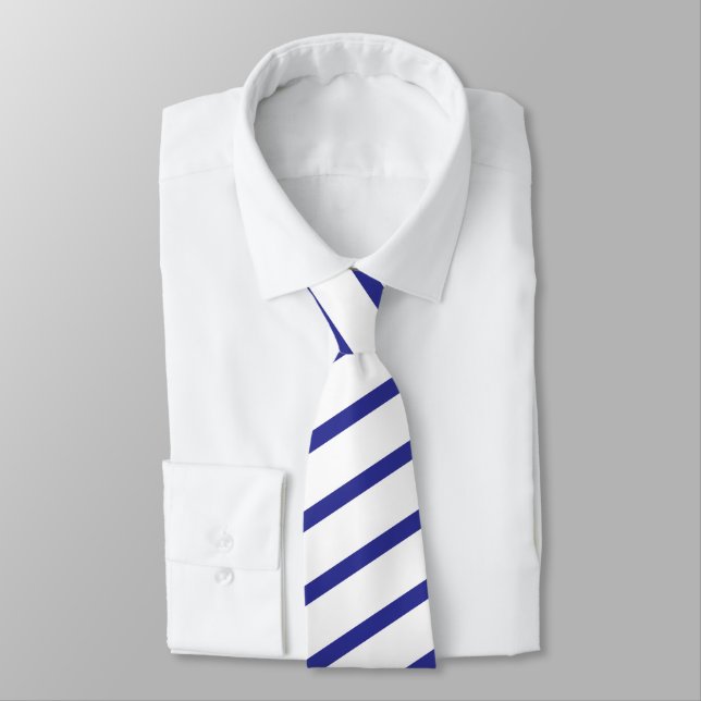 Gravata Listrado Azul Sobre Branco (Amarrado)