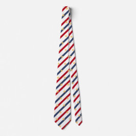 Gravata Listrado Diagonal Vermelho Branco Azul Dourado Est