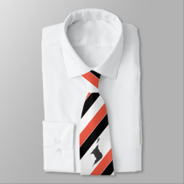 Gravata Listrado Vermelho Branco Preto com Mapa de Trinida