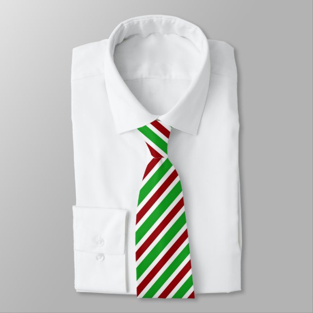Gravata Listrado Vermelho Branco Verde (Amarrado)