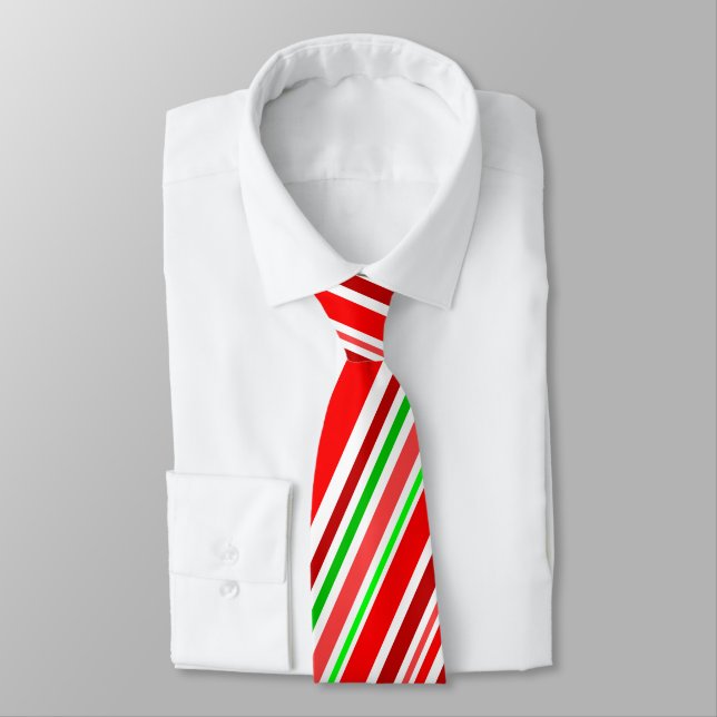 Gravata Listras de Cana de Açúcar Diagonal Vermelho Branco (Amarrado)