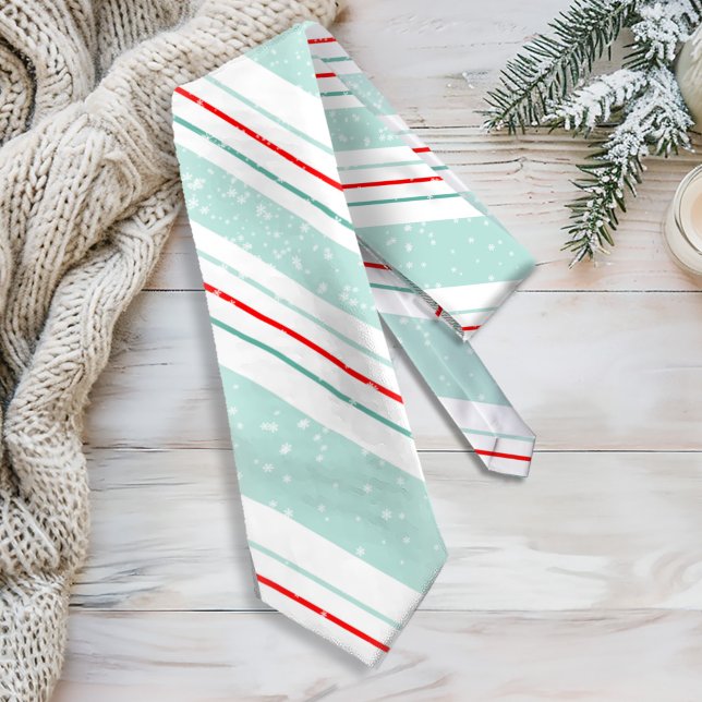 Gravata Listras de Natal Magia e Maravilha em Verde-Menta  (Criador carregado)