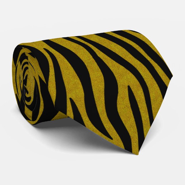 Gravata Listras de Zebra em Safari Preto e Marrom (Rolled)