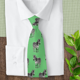 Gravata Listras de Zebras Modernas e Elegantes em Verde Cl