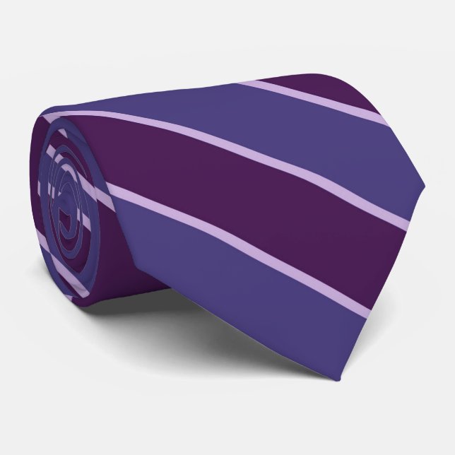 Gravata Listras diagonais de Lavanda Violeta Rosa e Roxo (Rolled)