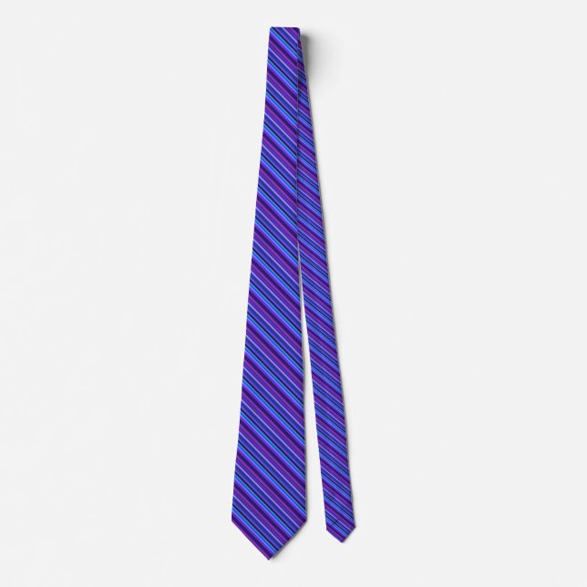 Gravata Listras diagonais em azul e roxo (Frente)