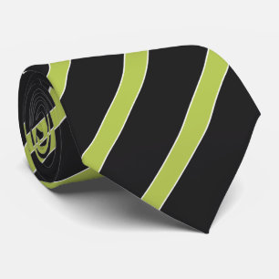 Gravata Listras diagonais verde ácido em preto moderno
