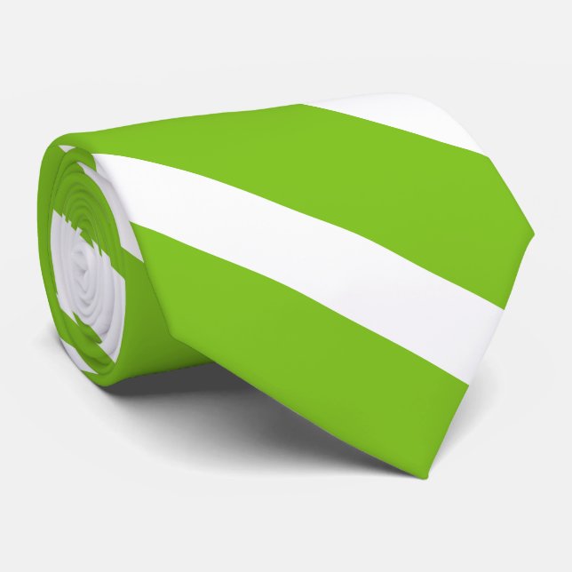 Gravata listras diagonais verdes e brancas (Rolled)