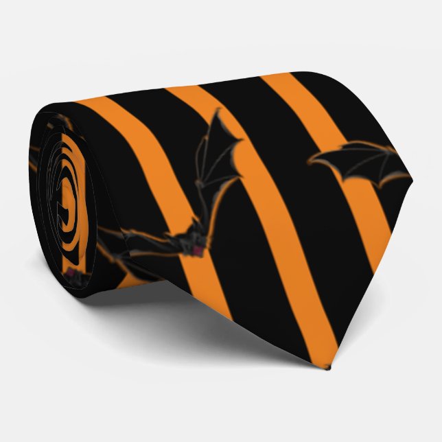 Gravata Listras e Morcegos de Halloween (Rolled)