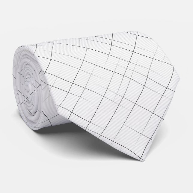 Gravata Listras Finas Desenhadas | Branco (Rolled)