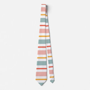 Gravata Listras Horizontais Pastel Fofo Boho Rosa Verde-Am