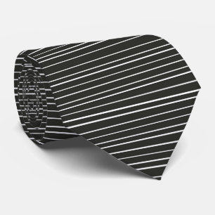 Gravata Listras Horizontais Preto e Branco Minimalista