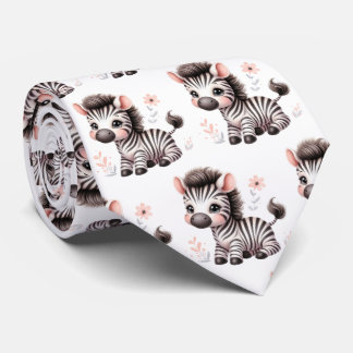 Gravata Listras Pretas e Brancas Zebras Kawaii Modernas Fo