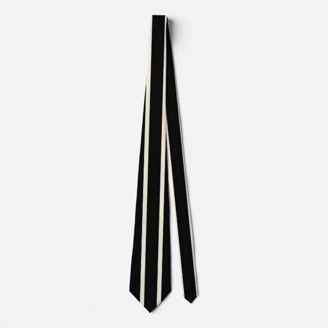 Gravata Listras Verticais Clássicas Preto e Branco (Frente)