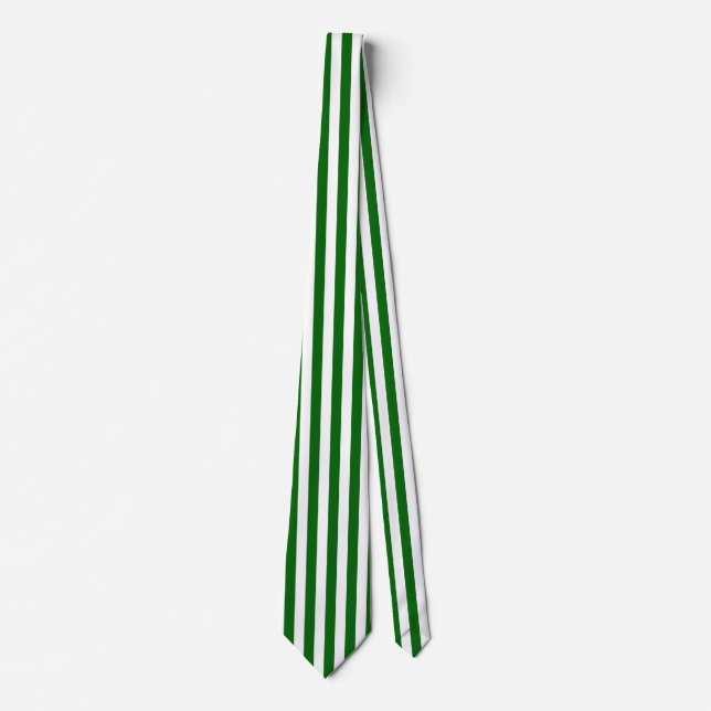 Gravata Listras Verticais Verde Esmeralda e Branco (Frente)