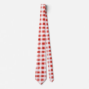 Gravata Listras Xadrez Vermelho Branco