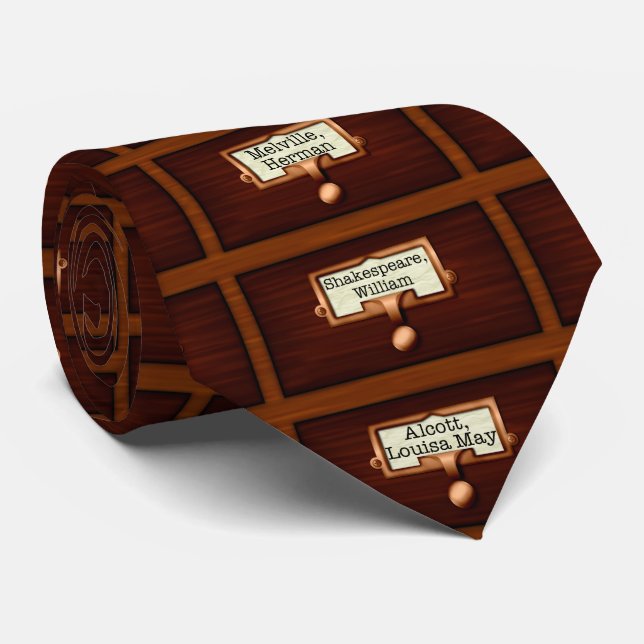 Gravata Livros de Biblioteca Catálogo de Cartões de Madeir (Rolled)