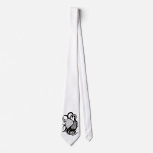 Gravata Lobo Branco com Arte Tribal Raven
