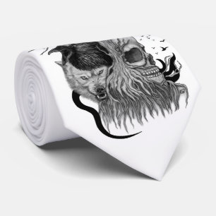 Gravata Lobo e Raven com crânio