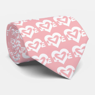 Gravata Logotipo de amor, rosa e branco