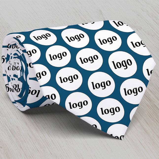 Gravata Logotipo Simples Empresarial Verde Turquesa (Simple logo pattern business branding promotional or staff uniform teal green tie)