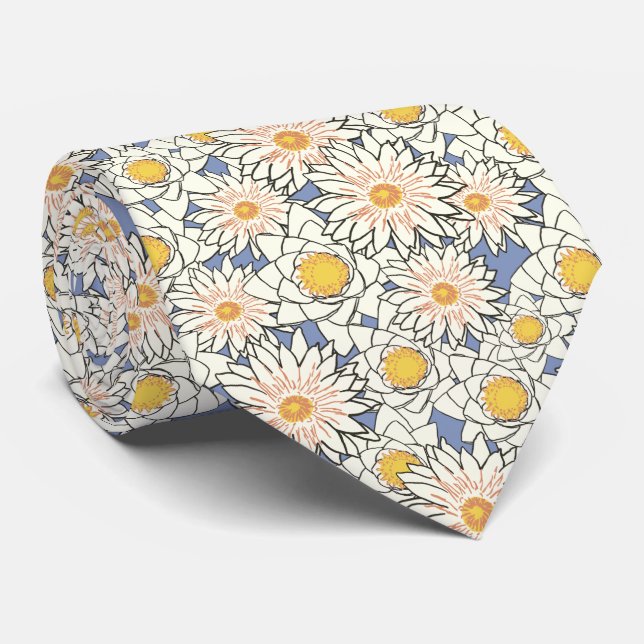 Gravata Lotus Flowers Necktie (Rolled)