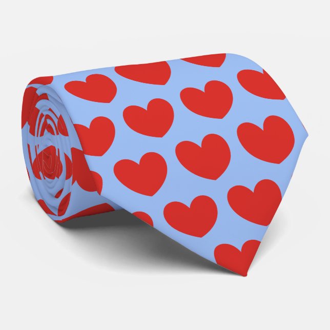 Gravata Love Red Heart Pattern Sweetheart Tie (Rolled)
