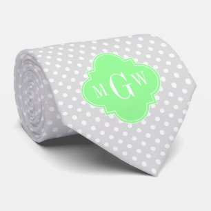 Gravata Lt Cinzas Pontos Brancos Mint Green Quatrefoil 3 M