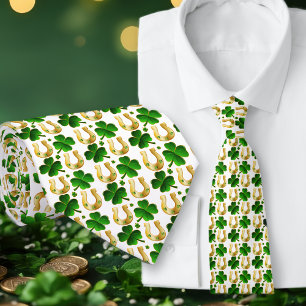 Gravata Lucky Clover Horsferes Brancos Padrados