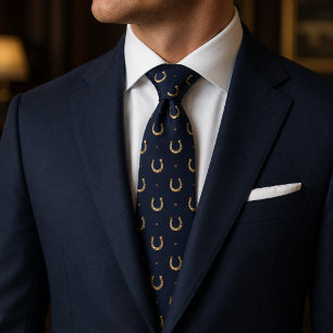 Gravata Lucky Horseshoe Midnight Blue Equestrian