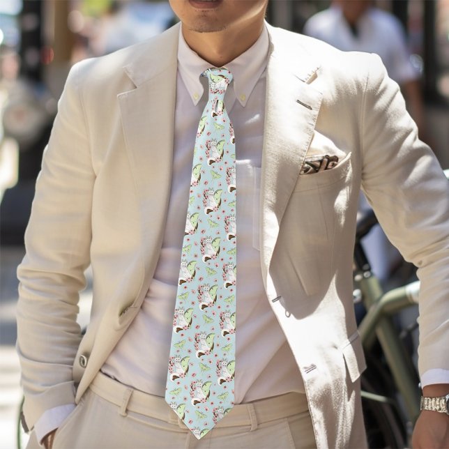 Gravata Luna Moth Moon White Cat Green (Criador carregado)